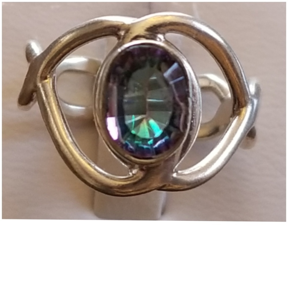 Genuine 2ct Rainbow Topaz Ring Size 7.25